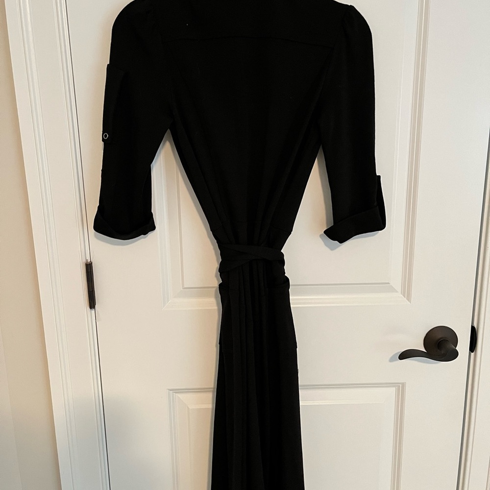 Diane von Furstenberg Black Wool Military Wrap Dress.